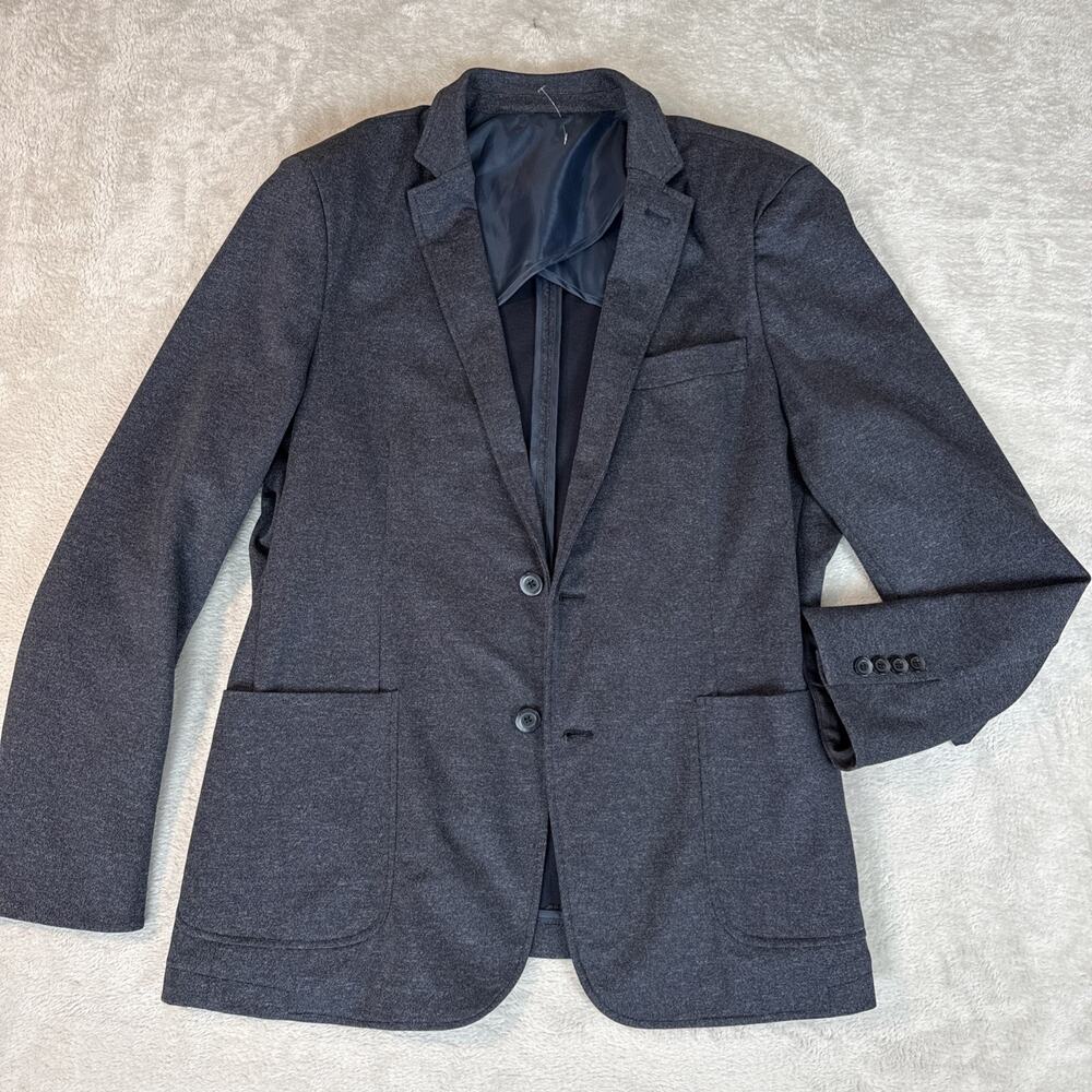 Saks Fifth Avenue Men’s XL Blazer Knit Sport Coat Jacket Melange Slim Fit Navy